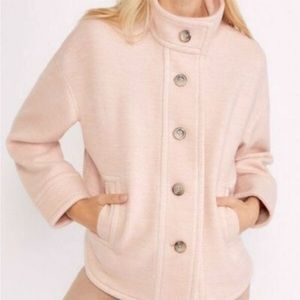 Ann Taylor Herringbone Funnel Neck Coat in Soft Pink Size Medium